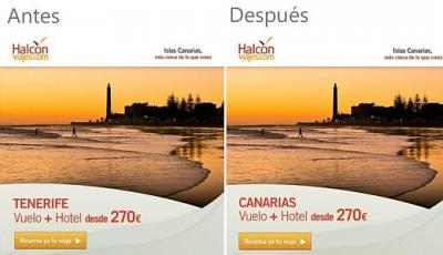 El Patronato de Turismo exige la retirada inmediata de una publicidad de Viajes Halcón que promociona Tenerife con la imagen de la playa de Maspalomas